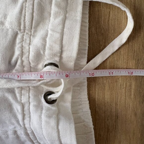 Athleta Linen Ankle Pants Women's 8 White Beach Summer Flowy Casual Lightweight - Picture 11 of 12